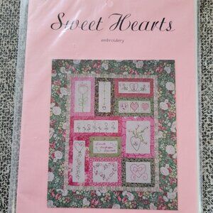 Sweet Hearts Quilting Pattern with Floral Embroidery Designs